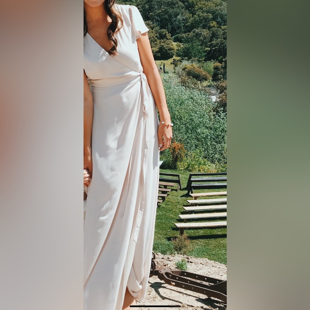 Show Me Your Mimi Noelle Wrap Dress Blush Bridesmaid Dress